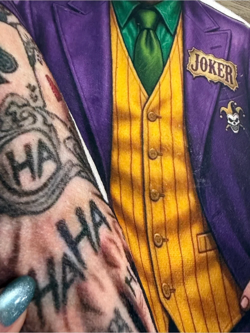 Joker Character Printed Accent Rug - Purple, Yellow, Green. Rug